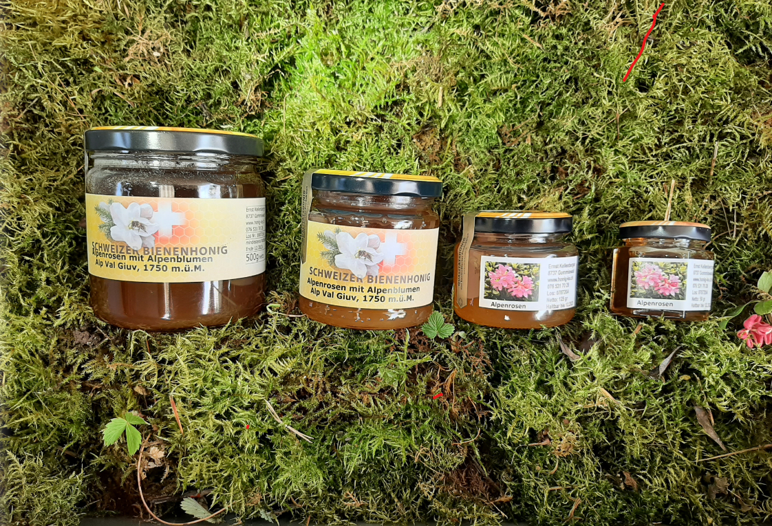 Die vier verschiedenen Honigglasgrössen 